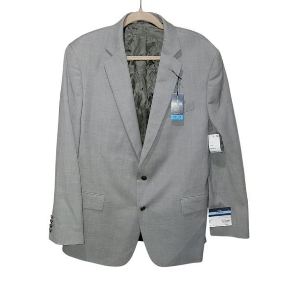 Stafford wool blend gray classic fit stretch size 46hopsack blazer NWT!